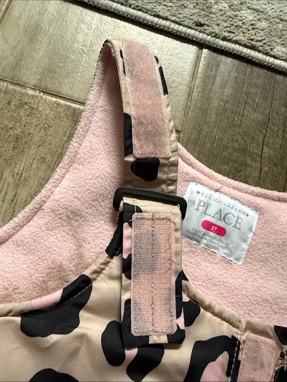 The Children's Place Pink and Black Leopard Print Snow Overalls